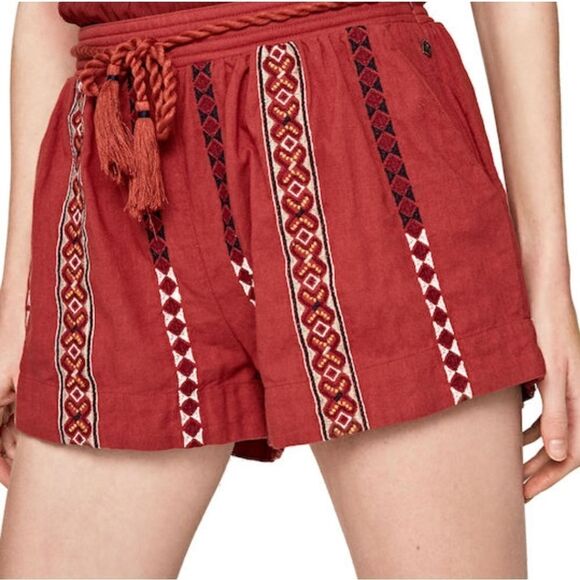 PEPE JEANS Ethnic Design Linen-Blend Shorts NWT - Picture 2 of 16